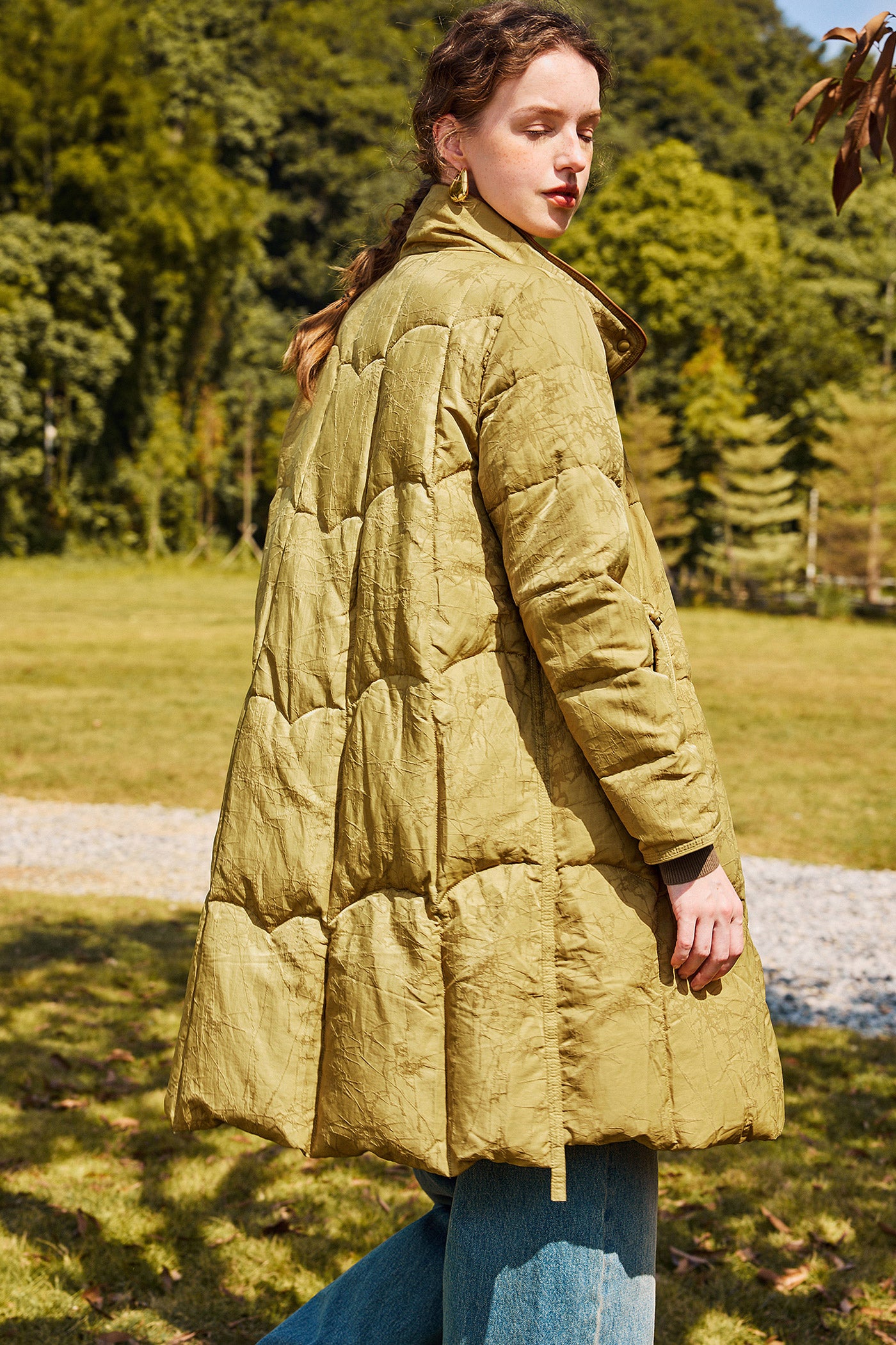 KAMILAN Jacquard White Goose Down Jacket Women's 2025 Winter New Long Down Jacket