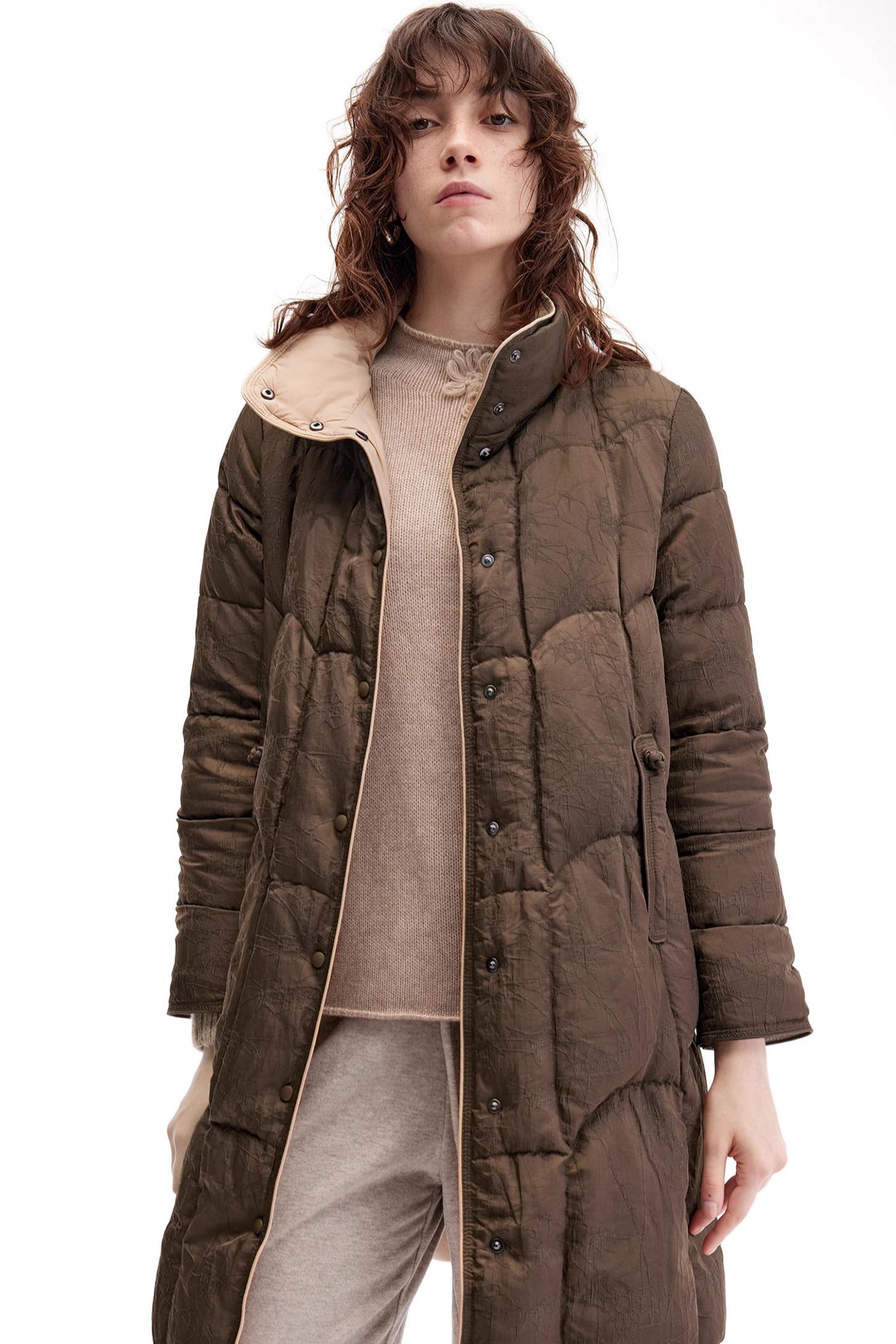 KAMILAN Jacquard White Goose Down Jacket Women's 2025 Winter New Long Down Jacket