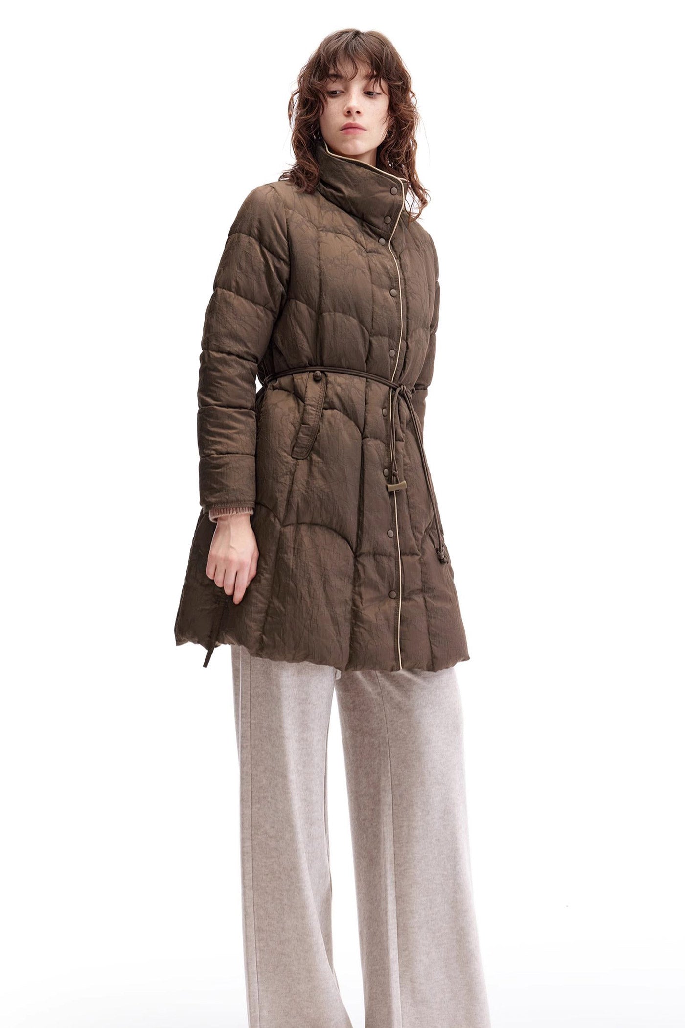 KAMILAN Jacquard White Goose Down Jacket Women's 2025 Winter New Long Down Jacket
