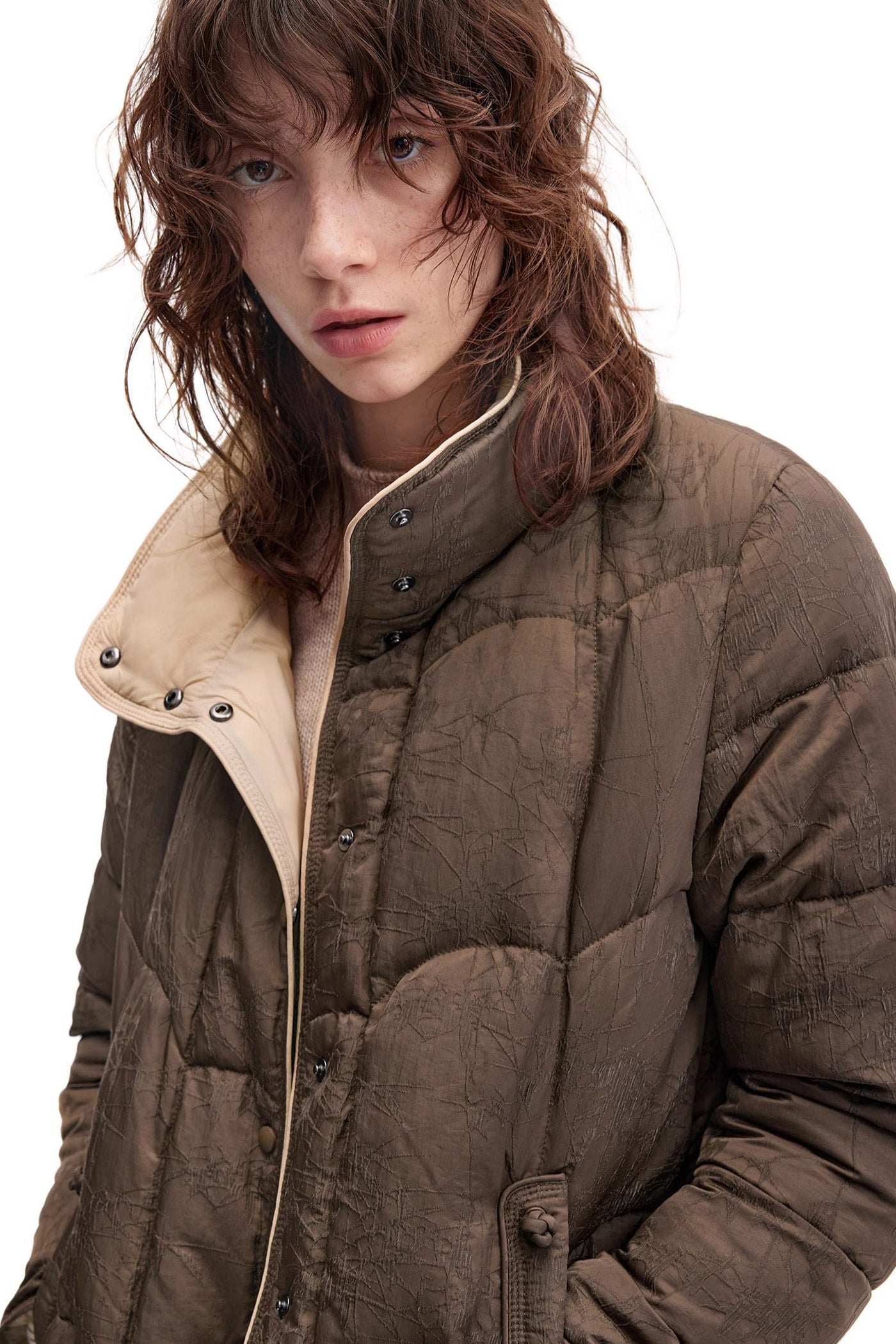 KAMILAN Jacquard White Goose Down Jacket Women's 2025 Winter New Long Down Jacket