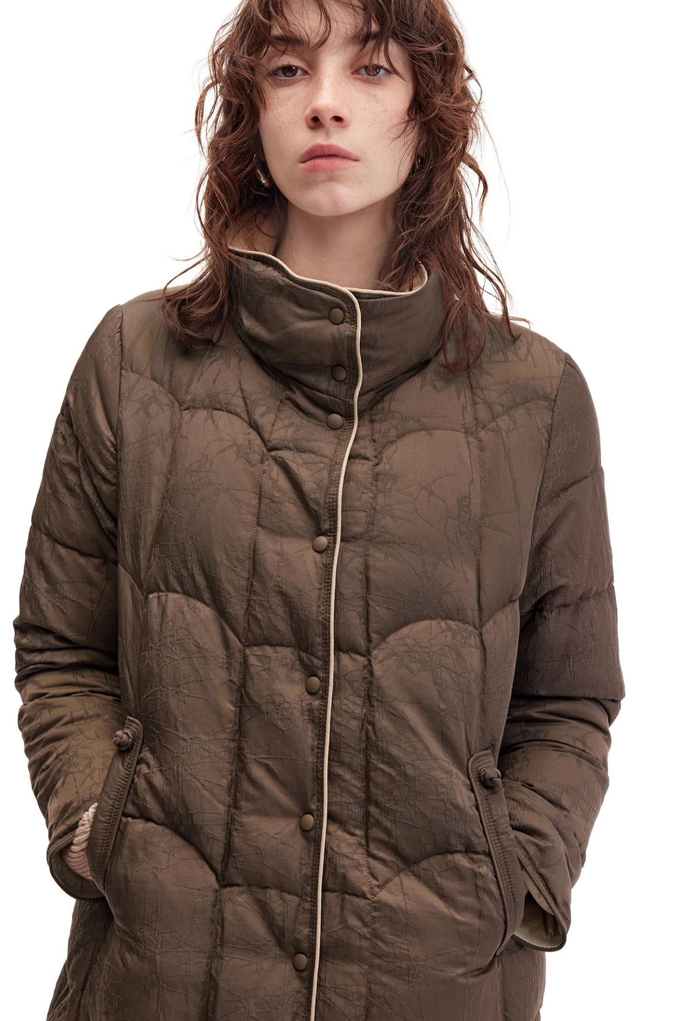 KAMILAN Jacquard White Goose Down Jacket Women's 2025 Winter New Long Down Jacket