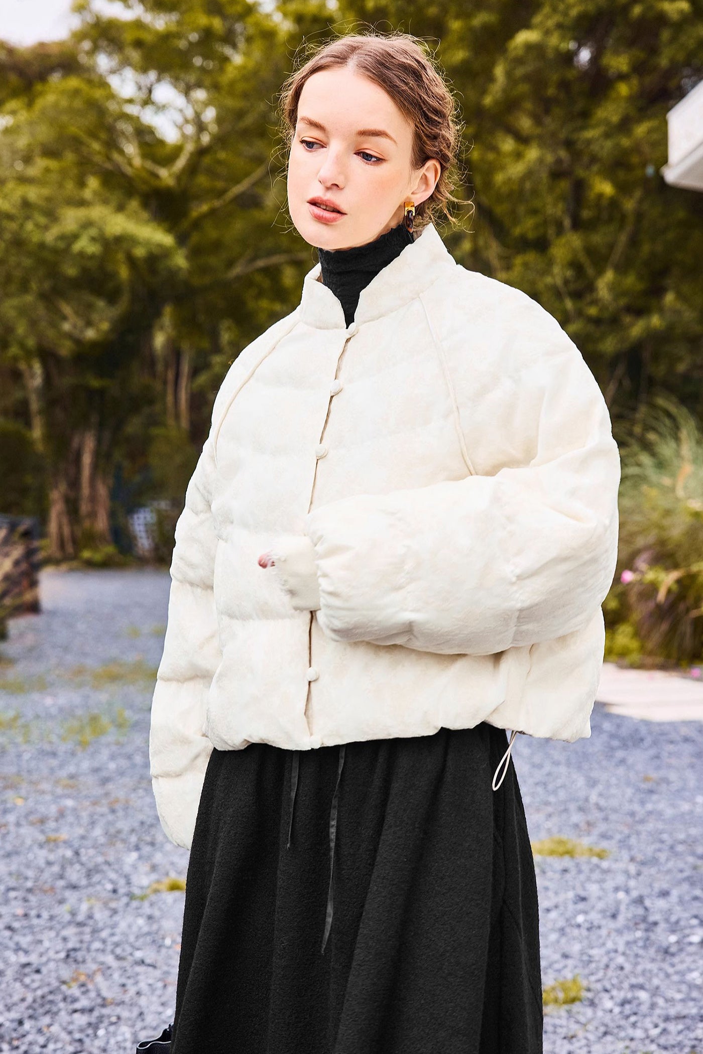KAMILAN short-style embroidered down jacket women's winter new high-necked warm coat