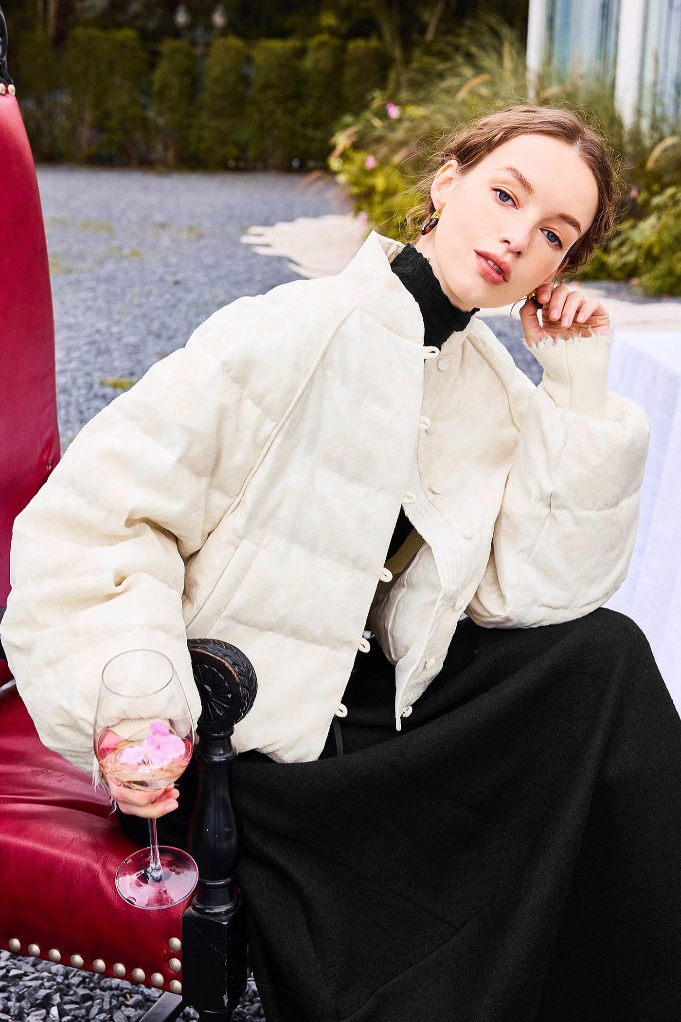 KAMILAN short-style embroidered down jacket women's winter new high-necked warm coat