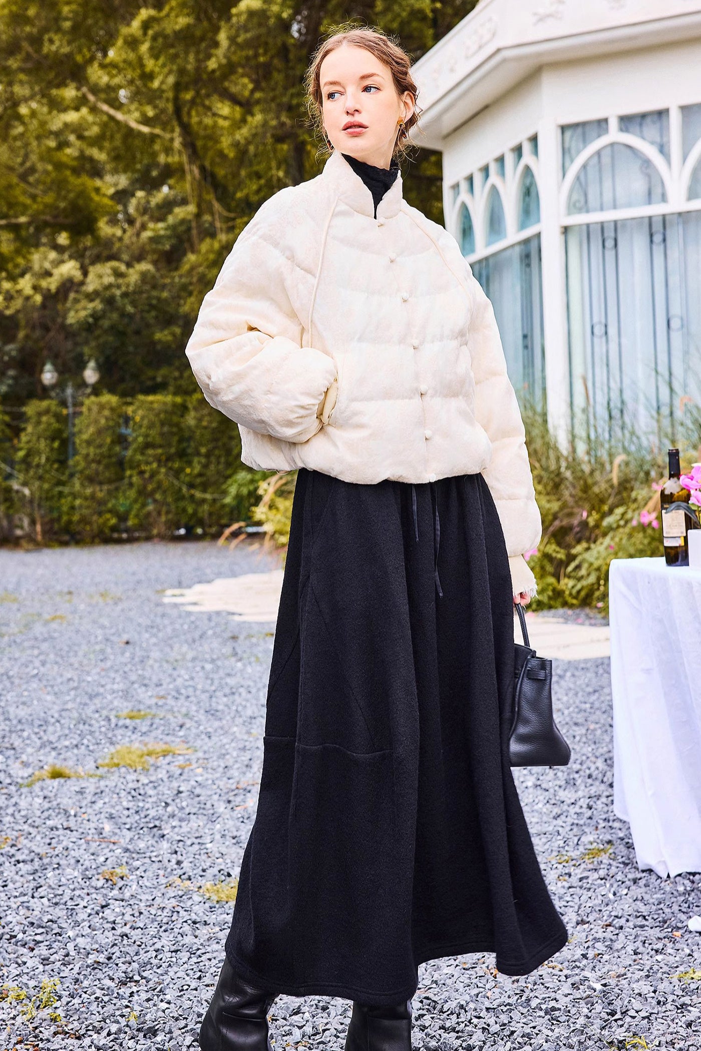 KAMILAN short-style embroidered down jacket women's winter new high-necked warm coat