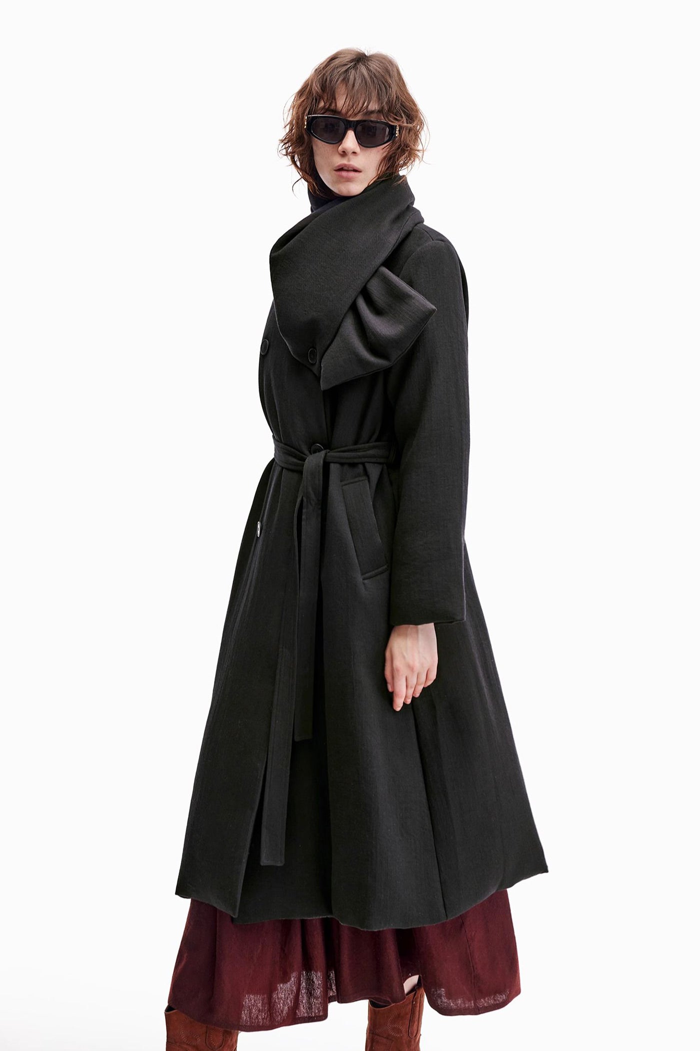 KAMILAN Maillard scarf collar down jacket women's new style 2025 winter long goose down coat