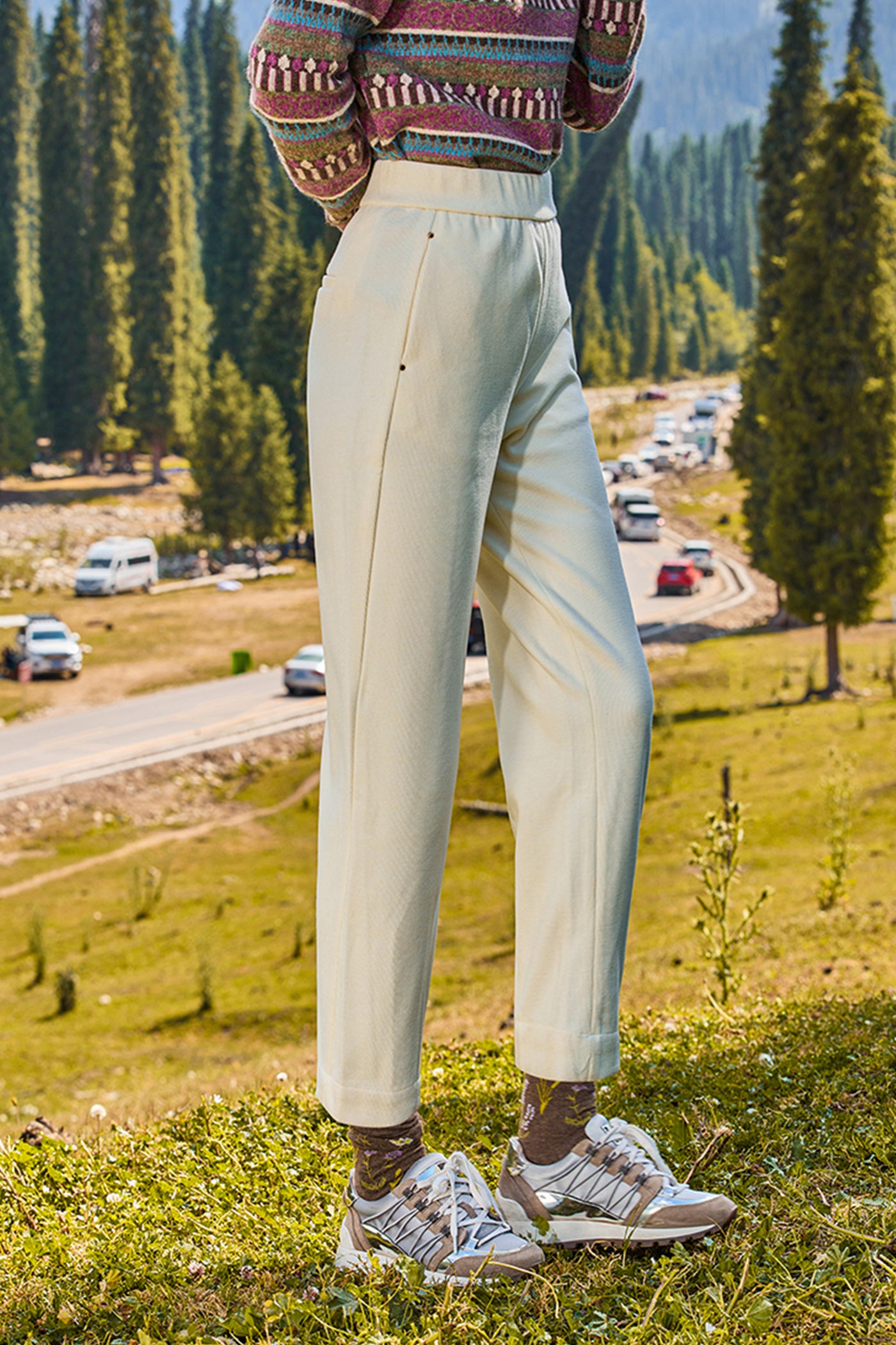 KAMILAN highwaisted pencil pants women 2025 autumn and winter new style knitted casual pants ladies slim pants.