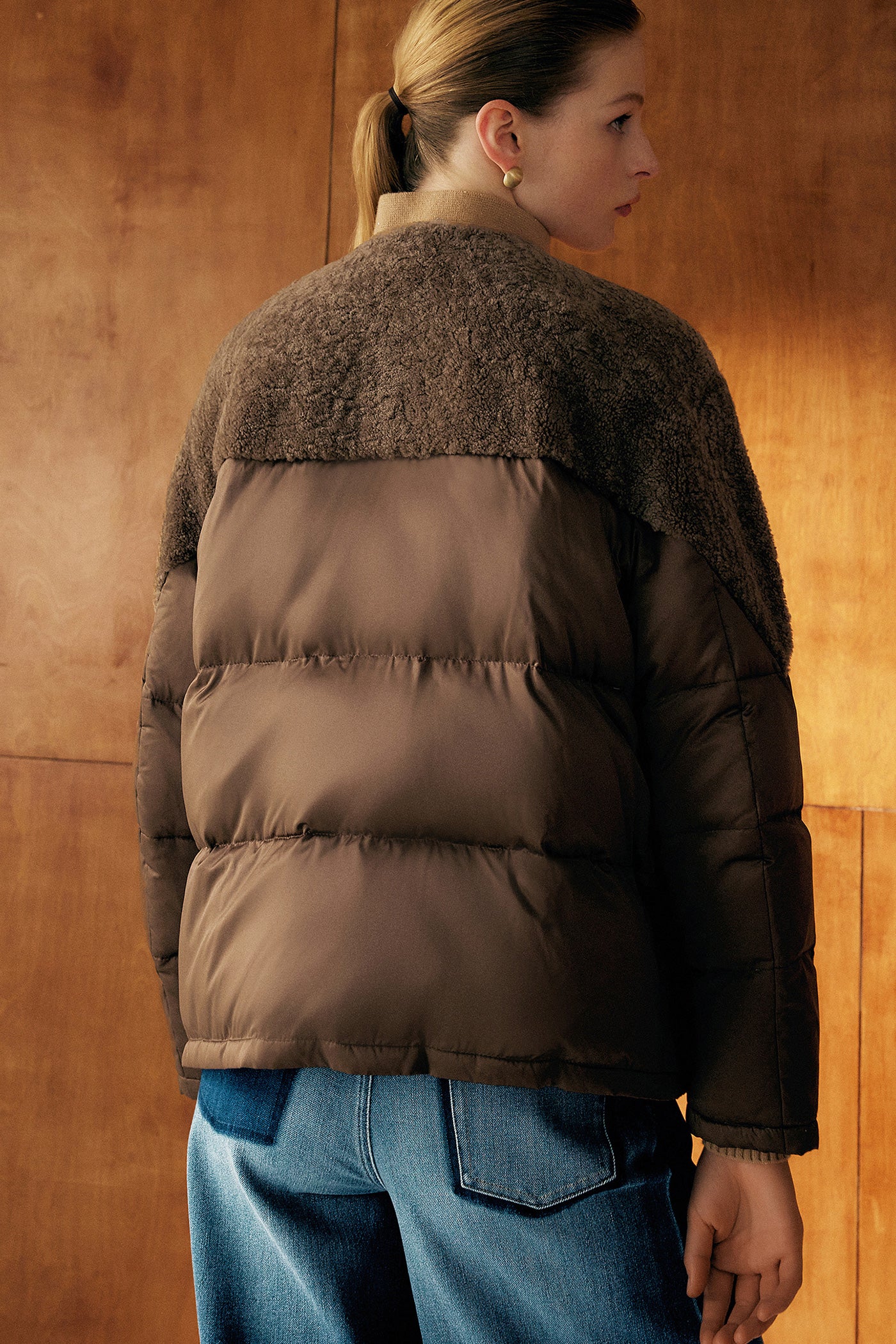 KAMILAN Women's Short New Chinese Style Shearling & White Goose Down Jacket 2025 Winter Luxury Puffer Coat