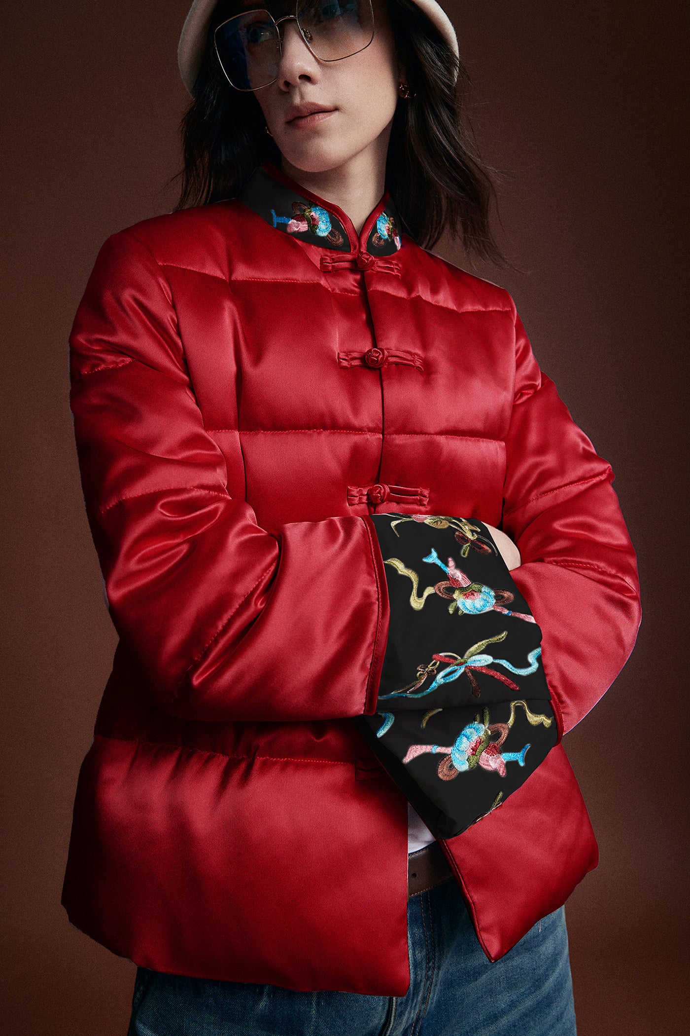 KAMILAN Women's Short Vintage New Chinese Style Embroidered White Duck Down Jacket 2025 Winter Puffer Coat