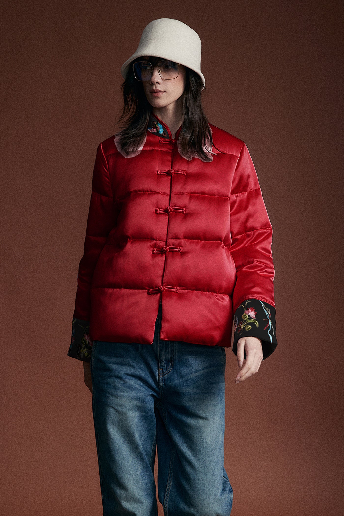 KAMILAN Women's Short Vintage New Chinese Style Embroidered White Duck Down Jacket 2025 Winter Puffer Coat