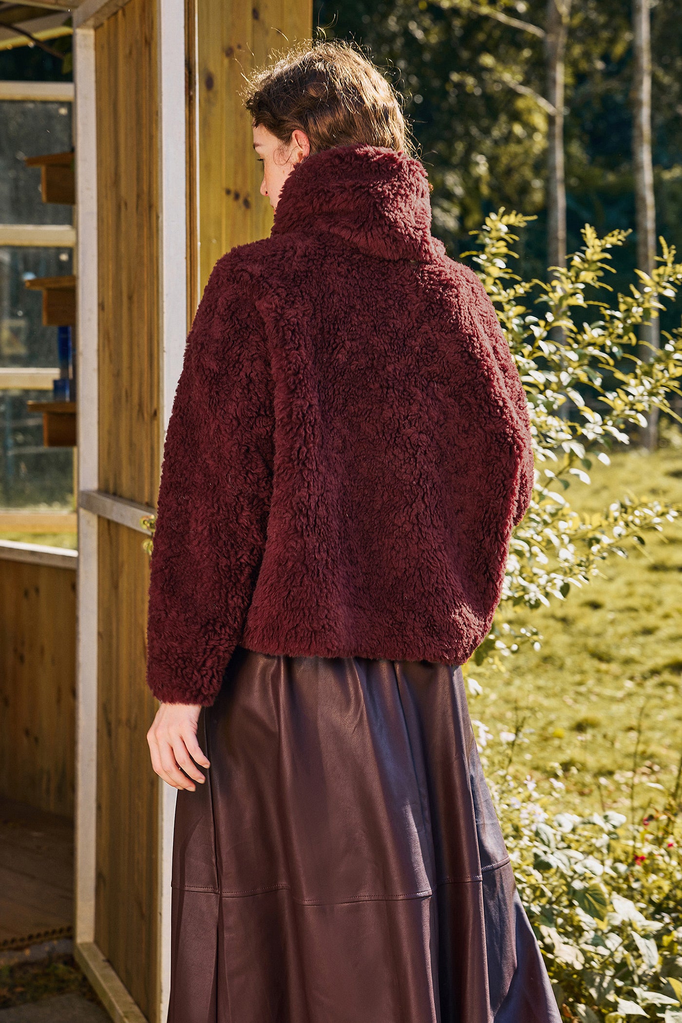 KAMILAN Women's Short Wool Jacket 2025 Winter Shearling Coat with Unique Design