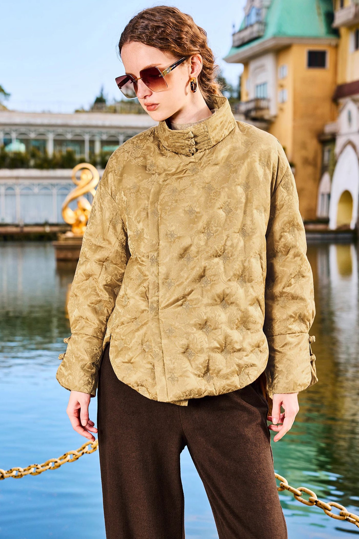KAMILAN Women's Short Down Jacket with Chinese-Inspired Design 2025 Winter White Goose Down Coat