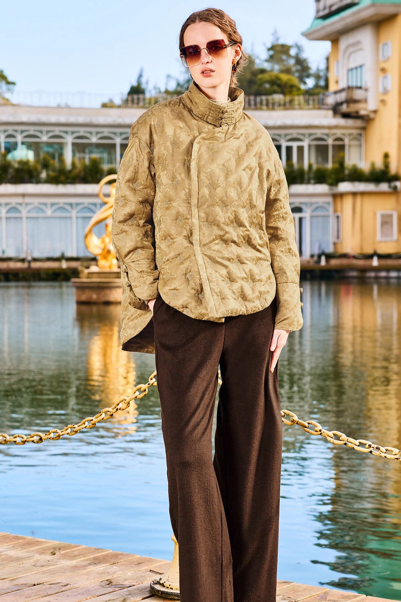 KAMILAN Women's Short Down Jacket with Chinese-Inspired Design 2025 Winter White Goose Down Coat