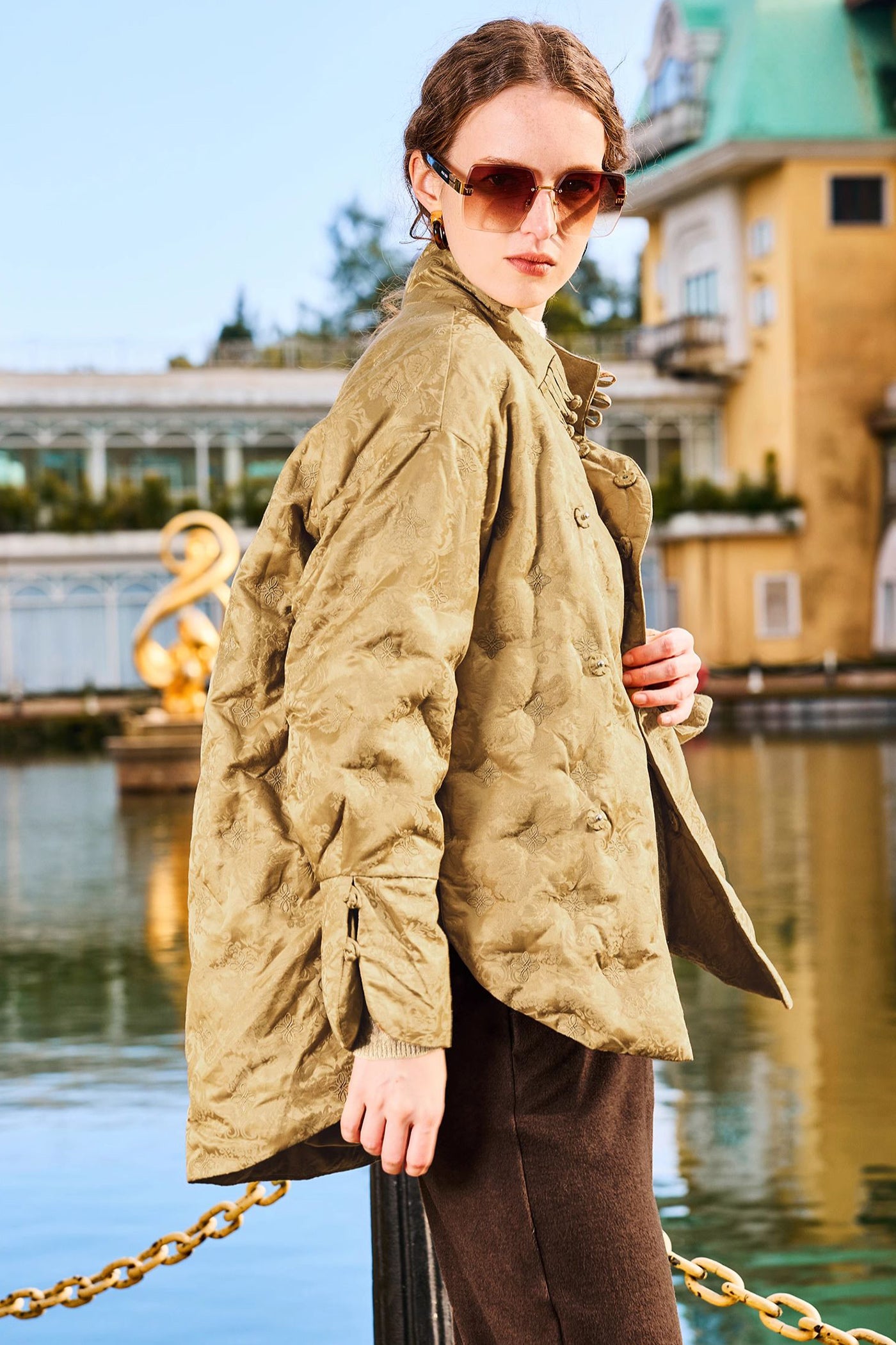 KAMILAN Women's Short Down Jacket with Chinese-Inspired Design 2025 Winter White Goose Down Coat