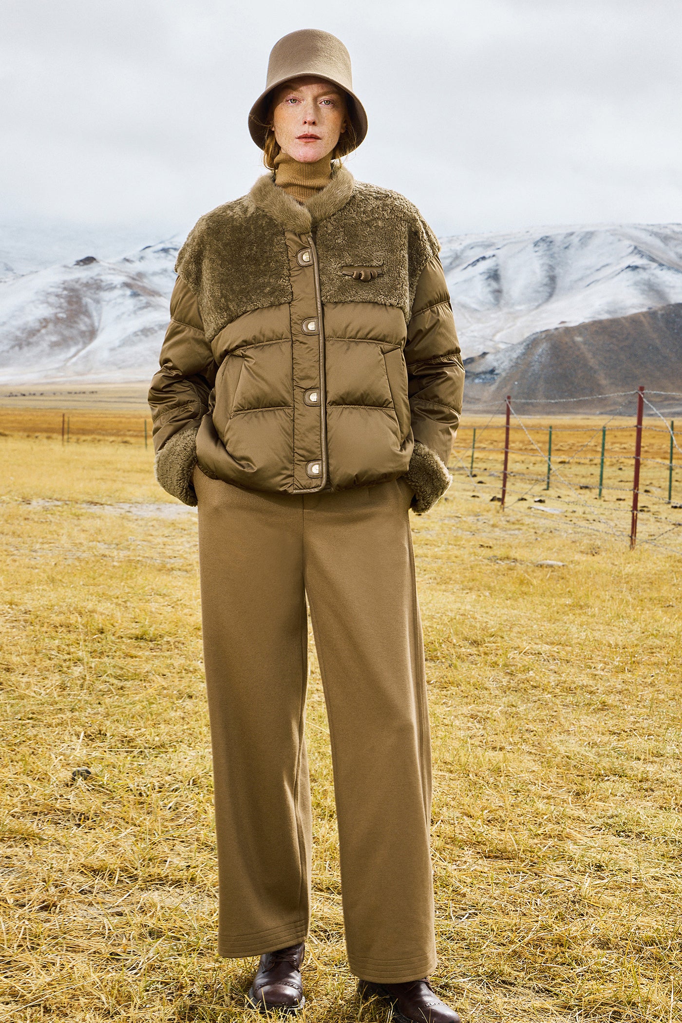 KAMILAN Women's Shearling & White Goose Down Coat with Mink Fur Collar | 2025 Winter Warm Puffer Jacket
