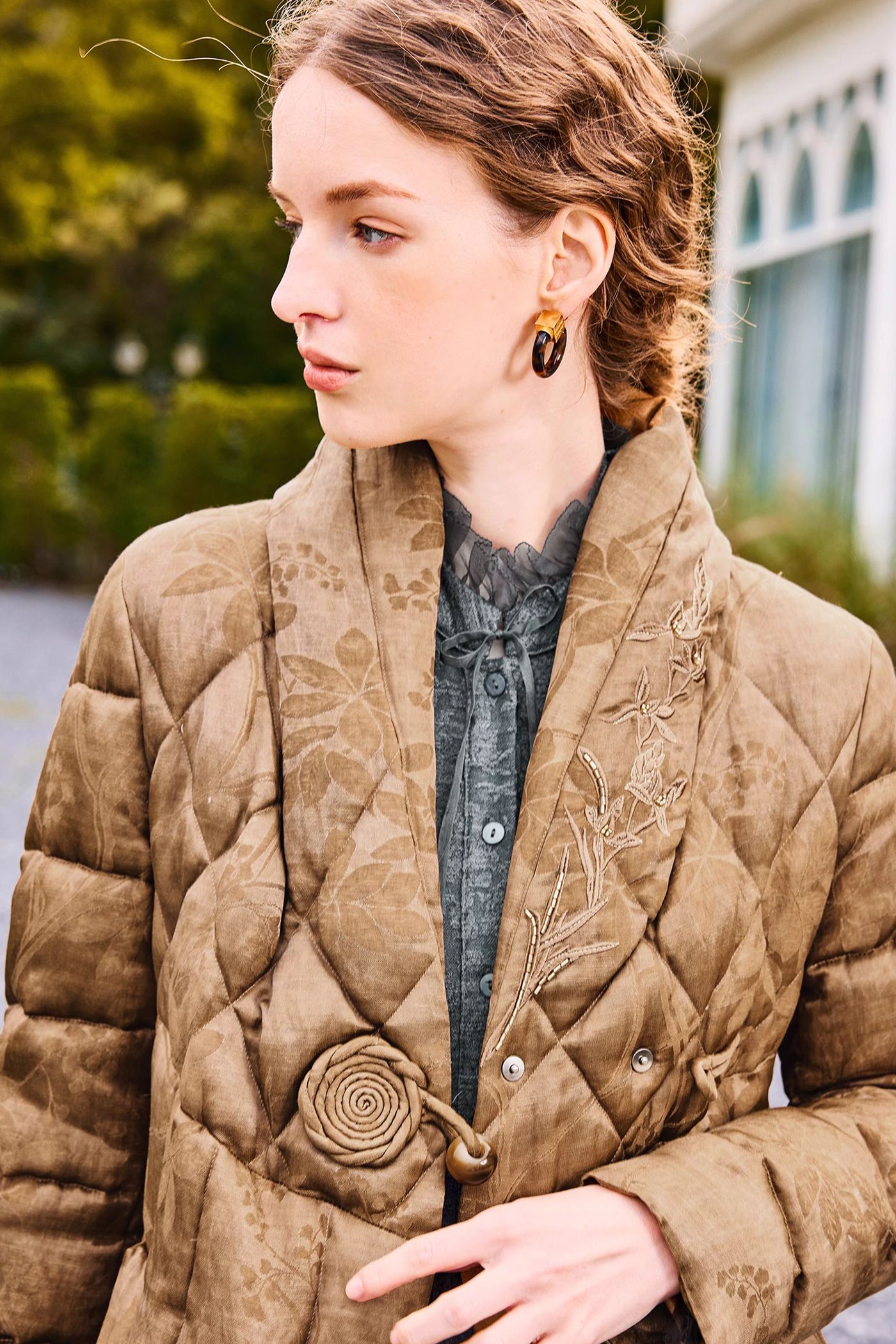 KAMILAN Women's Jacquard Down Jacket New Chinese Style White Goose Down Coat 2025 Winter