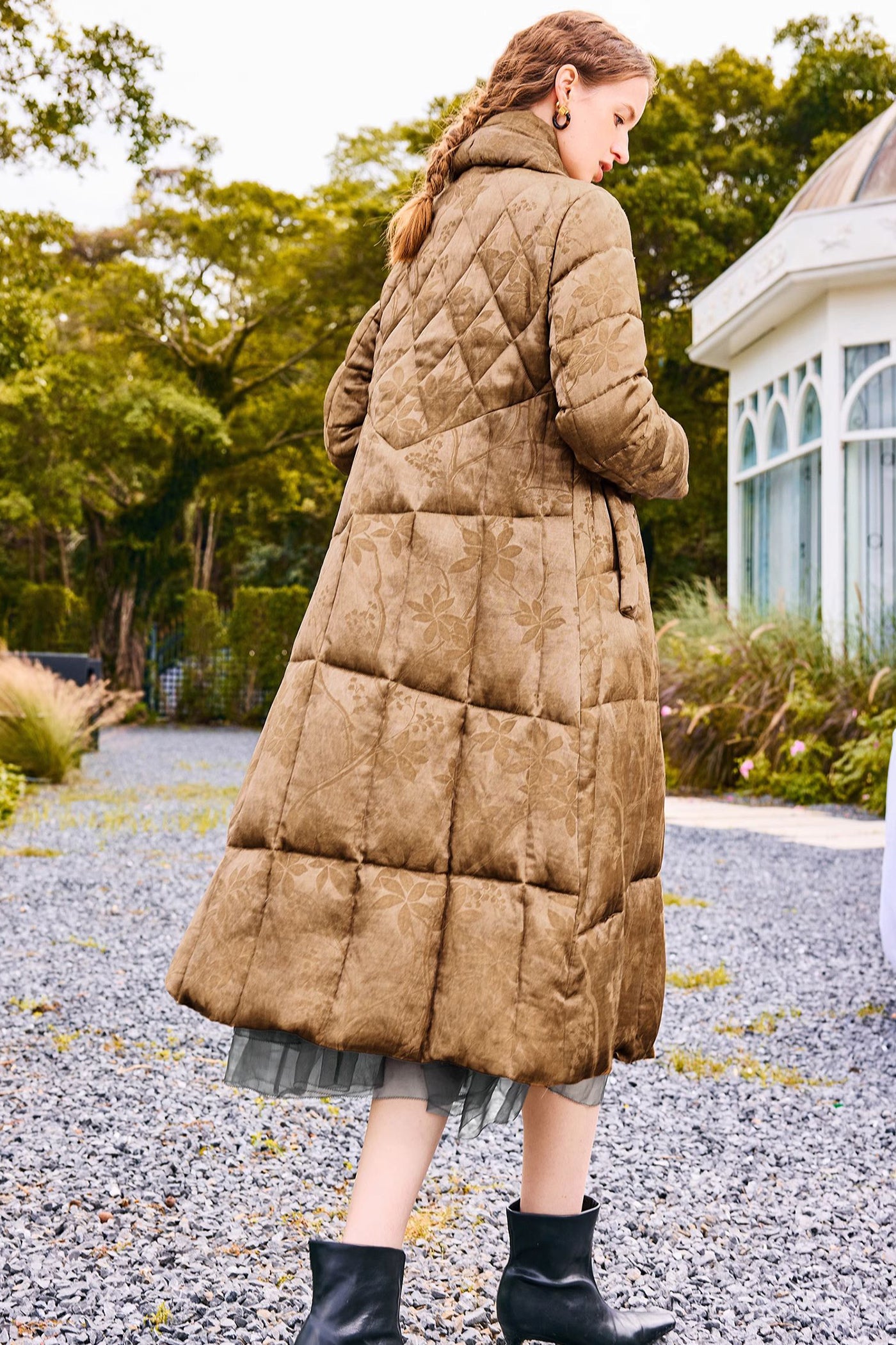 KAMILAN Women's Jacquard Down Jacket New Chinese Style White Goose Down Coat 2025 Winter