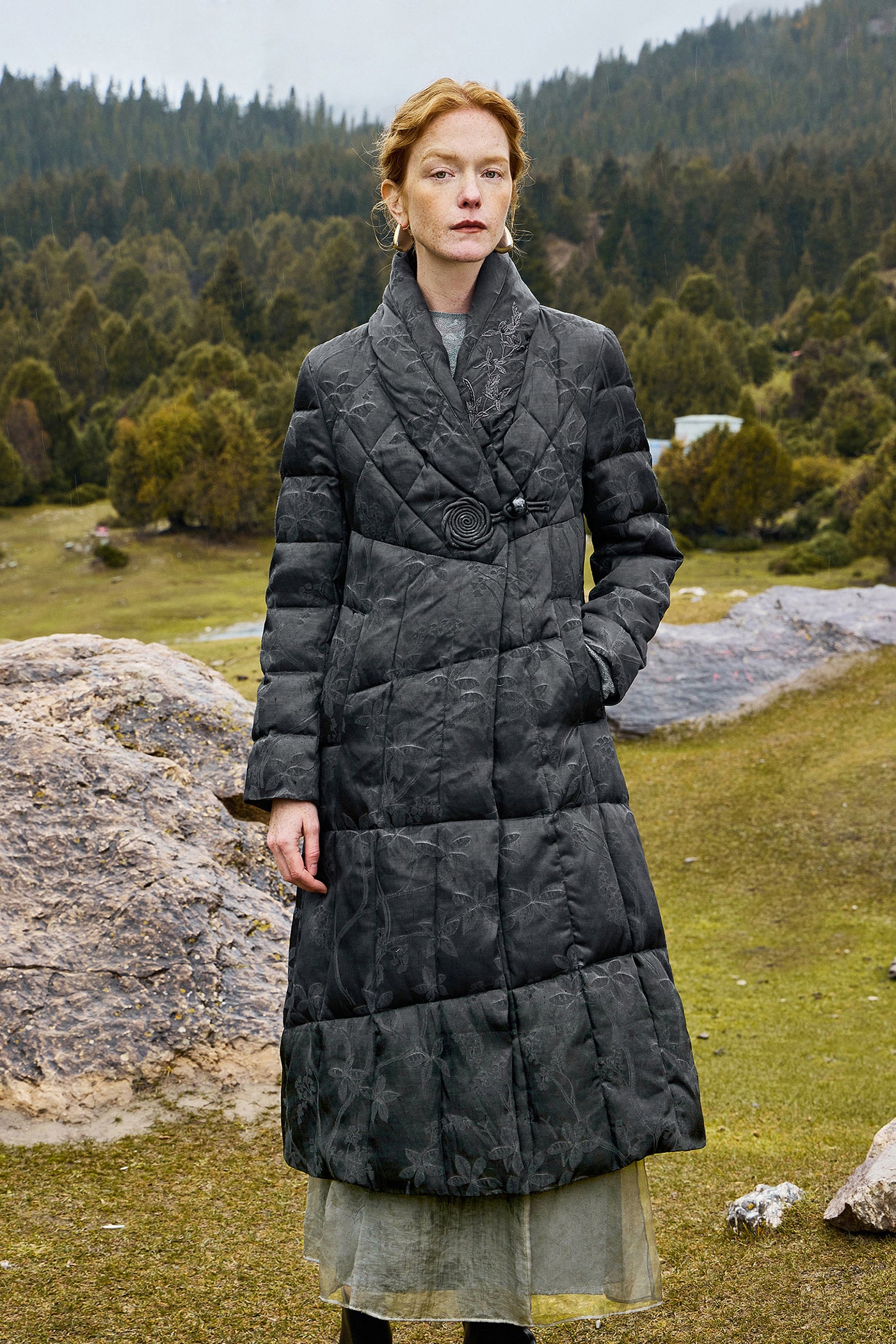 KAMILAN Women's Jacquard Down Jacket New Chinese Style White Goose Down Coat 2025 Winter