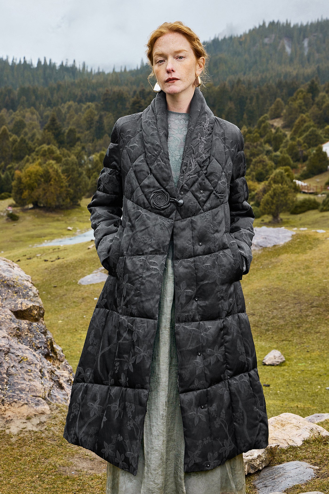 KAMILAN Women's Jacquard Down Jacket New Chinese Style White Goose Down Coat 2025 Winter