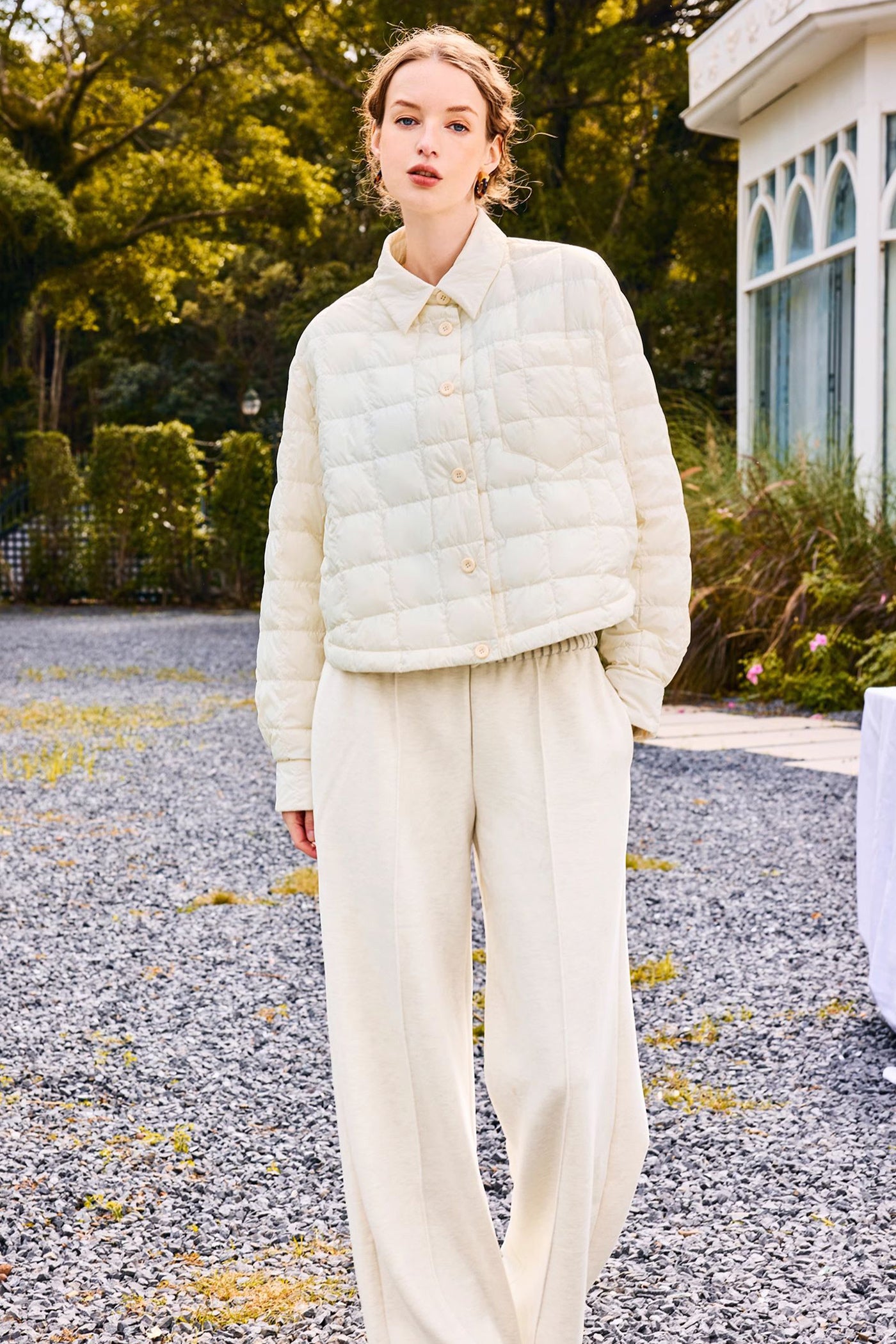 KAMILAN Women's Lightweight Short White Goose Down Jacket 2025 Winter Shirt-Style Puffer Coat