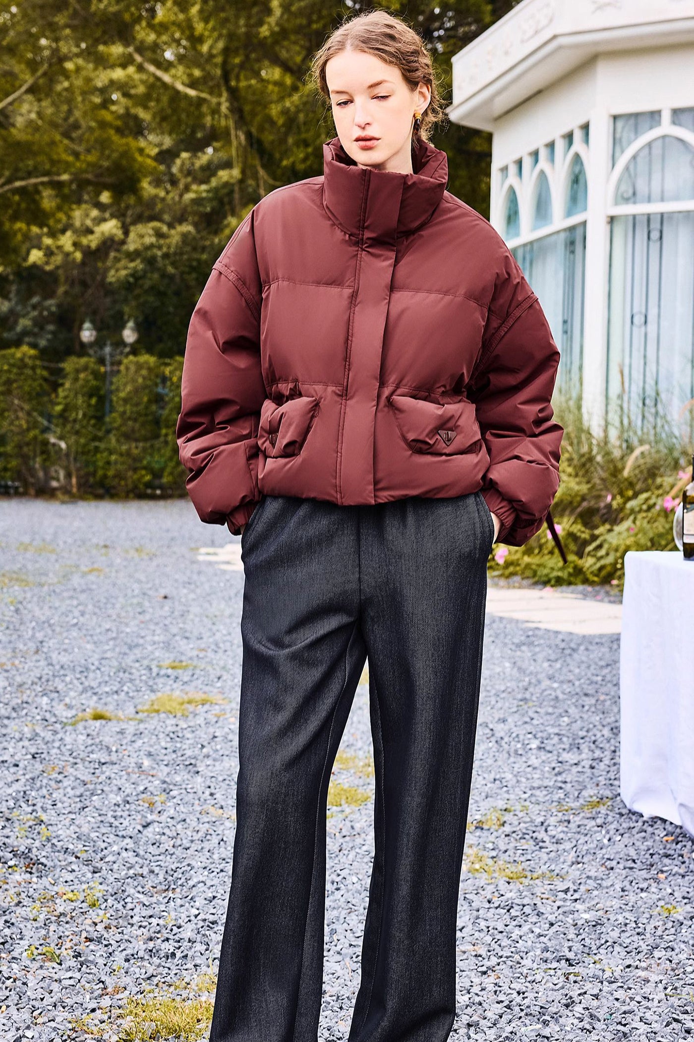 KAMILAN Women's Short Down Puffer Jacket 2025 Winter Casual High-Neck White Duck Down Coat for Petite Figures