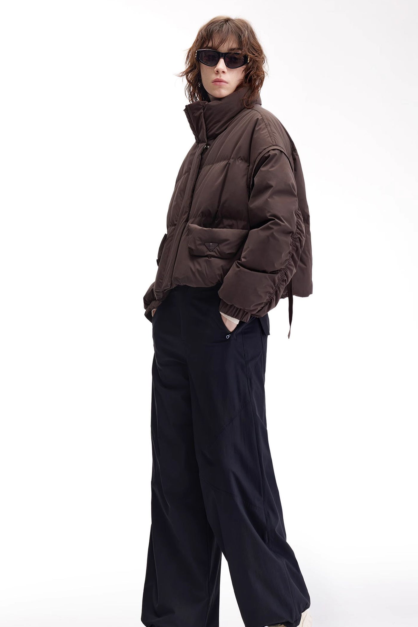KAMILAN Women's Short Down Puffer Jacket 2025 Winter Casual High-Neck White Duck Down Coat for Petite Figures