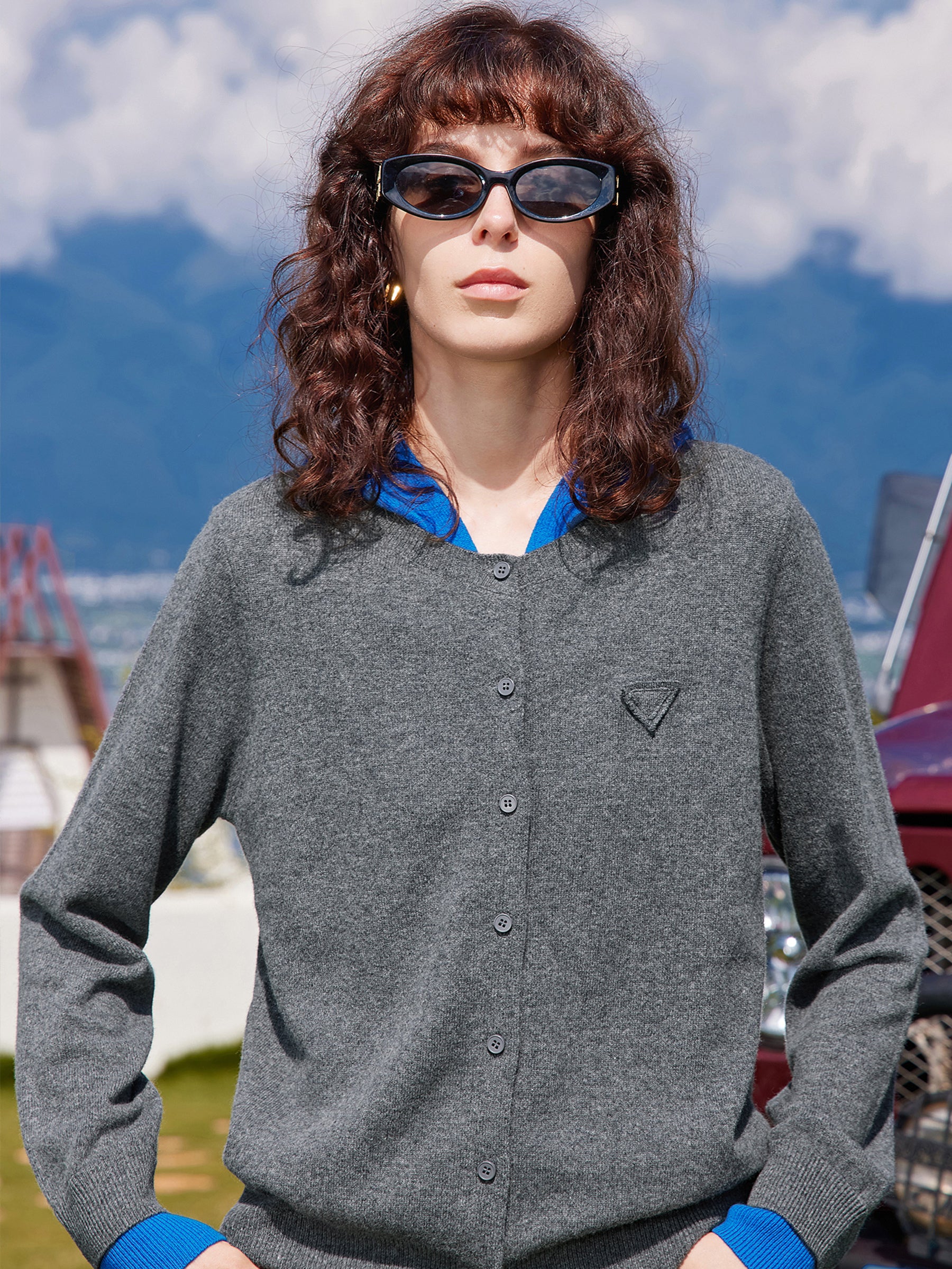 KAMILAN Women’s 2025 Fall 100% Merino Wool Colorblock Hooded Knit Cardigan Button-Front Soft Loose-Fit Sweater Jacket