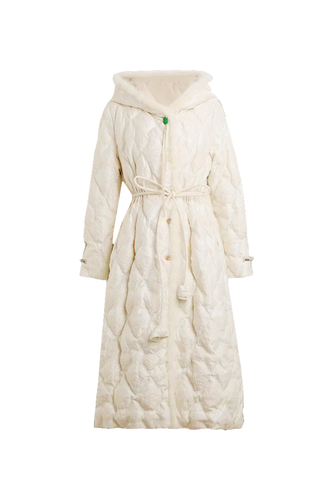 KAMILAN Women's White Goose Down Coat – 2025 Winter New Mid-Length Hooded Down Jacket with Mink Fur Splicing