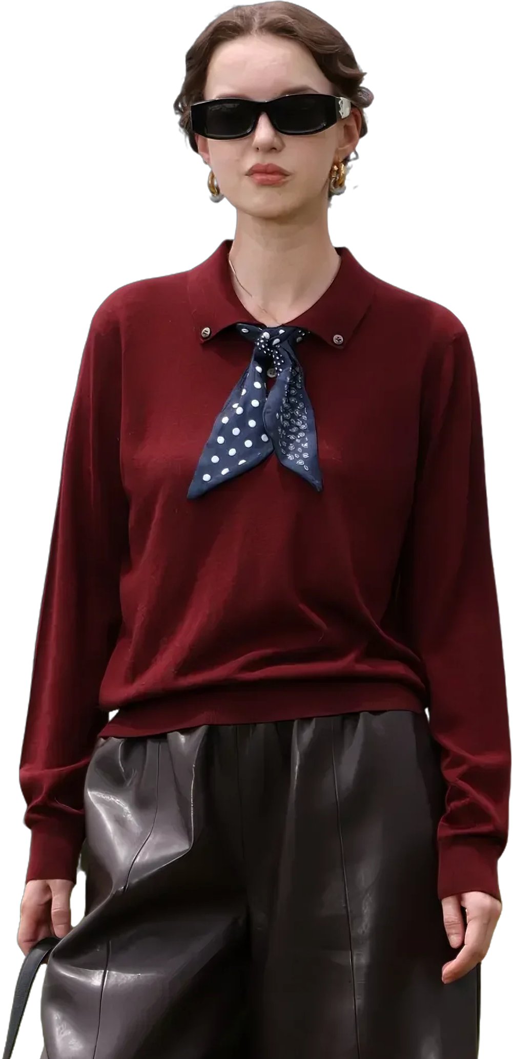 KAMILAN Red temperament wool sweater for women, new autumn 2025 style, loose short cardigan, base layer top.