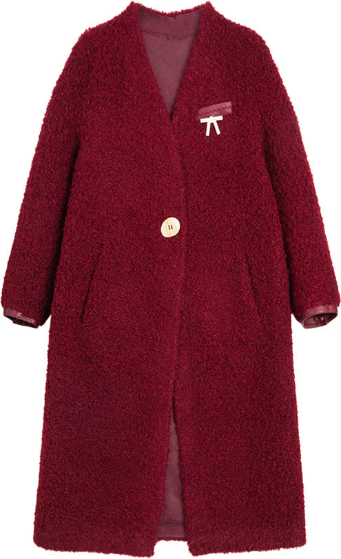 KAMILAN Women's Oversized Fur Coat – 2025 Winter Fashion Mid-Length Warm Overcoat, Below the Knee