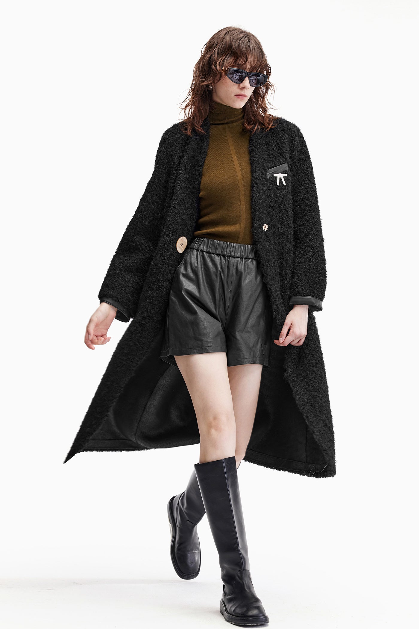 KAMILAN Women's Oversized Fur Coat – 2025 Winter Fashion Mid-Length Warm Overcoat, Below the Knee