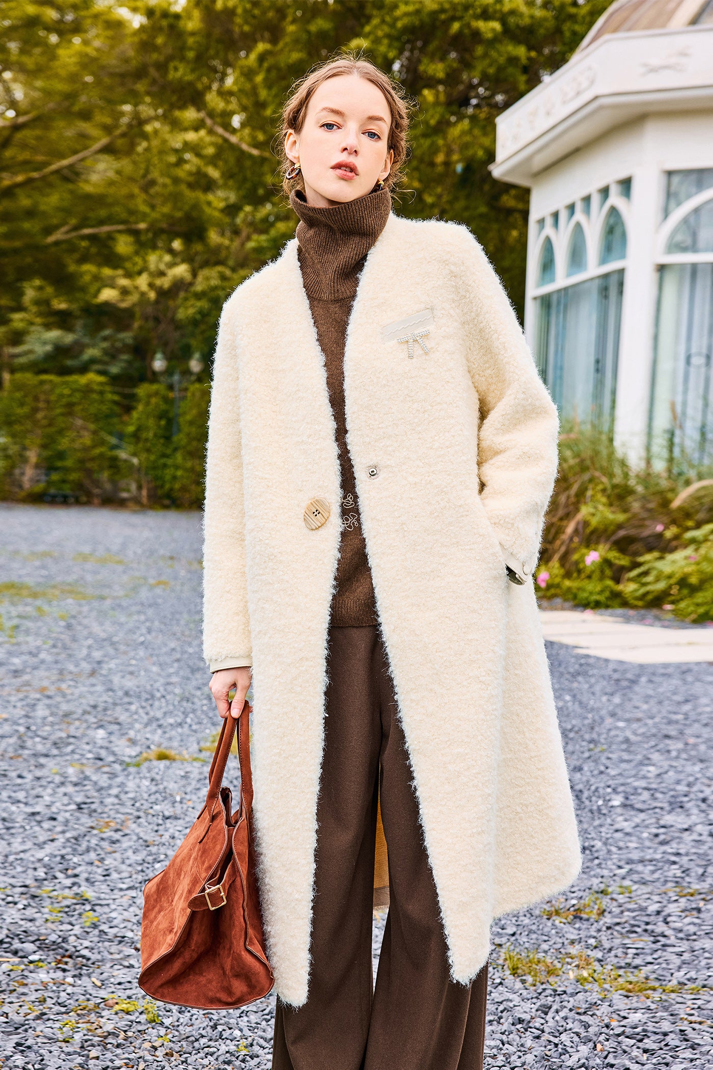 KAMILAN Women's Oversized Fur Coat – 2025 Winter Fashion Mid-Length Warm Overcoat, Below the Knee