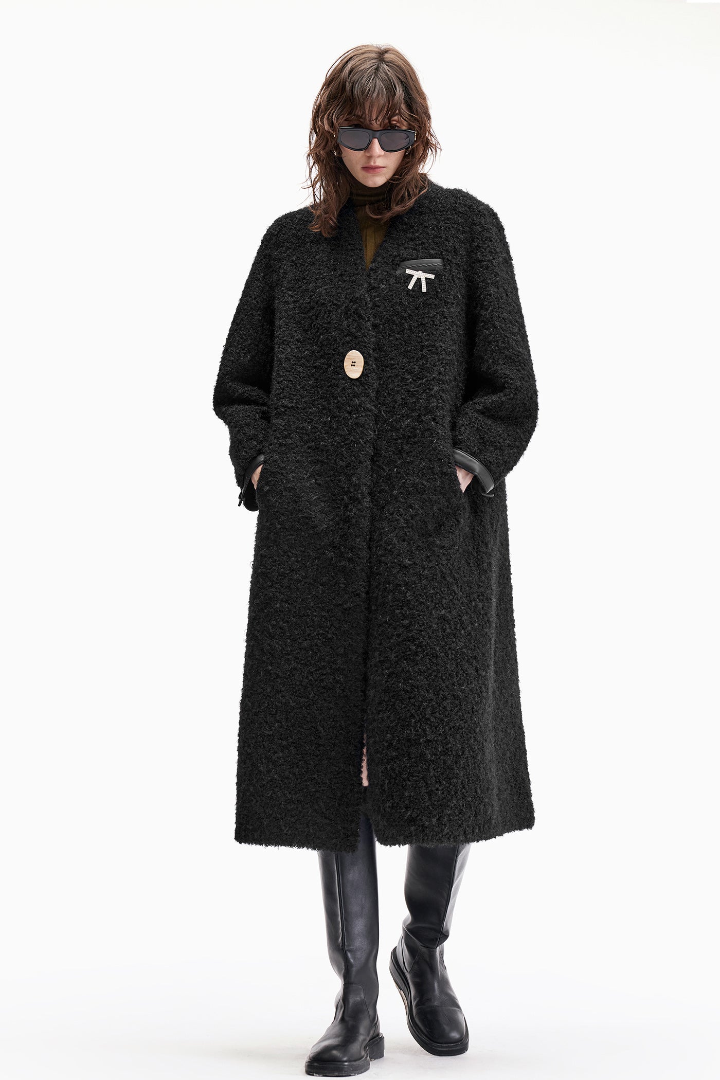 KAMILAN Women's Oversized Fur Coat – 2025 Winter Fashion Mid-Length Warm Overcoat, Below the Knee