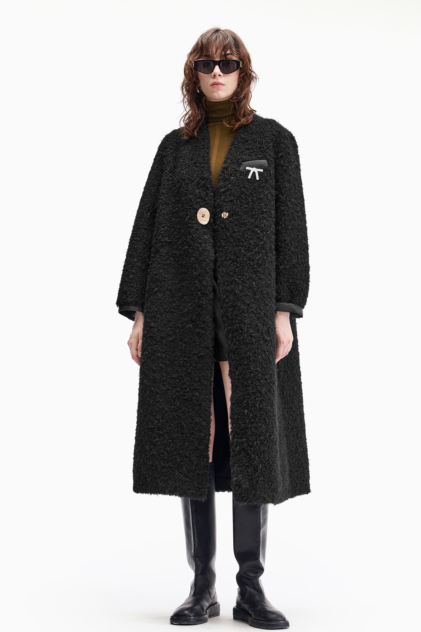 KAMILAN Women's Oversized Fur Coat – 2025 Winter Fashion Mid-Length Warm Overcoat, Below the Knee