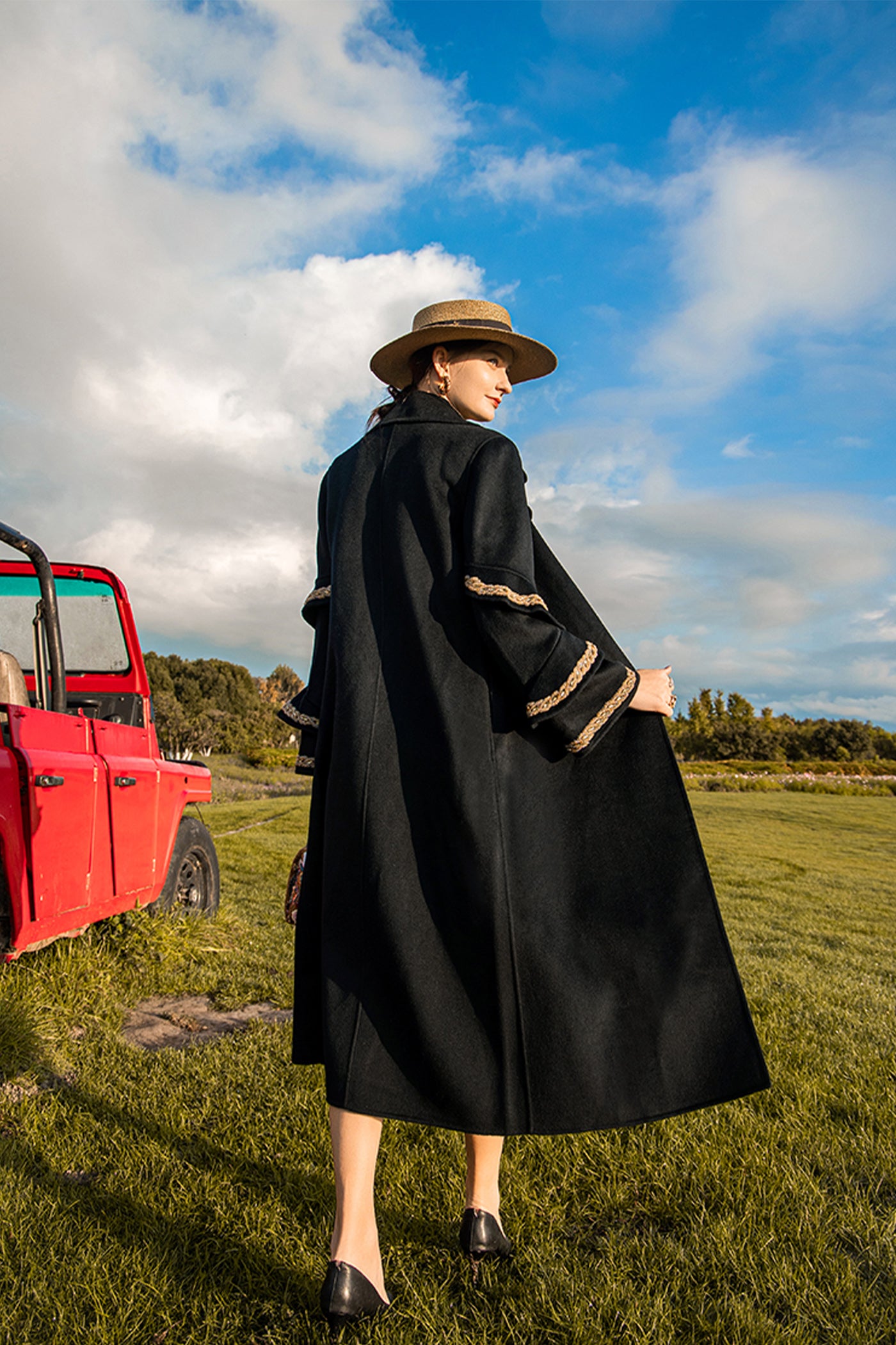 KAMILAN Elegant Double-Faced Wool Overcoat – 2025 Winter New Midi-Length Designer Women's Coat