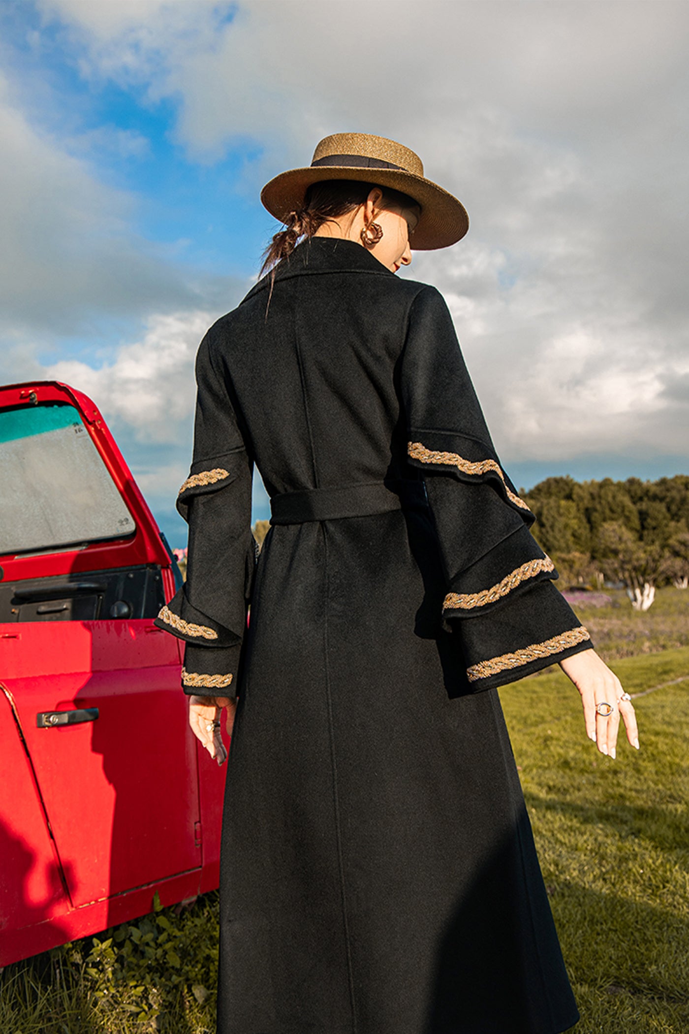 KAMILAN Elegant Double-Faced Wool Overcoat – 2025 Winter New Midi-Length Designer Women's Coat