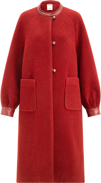 KAMILAN Sheepskin Spliced Wool Coat Women's Coat