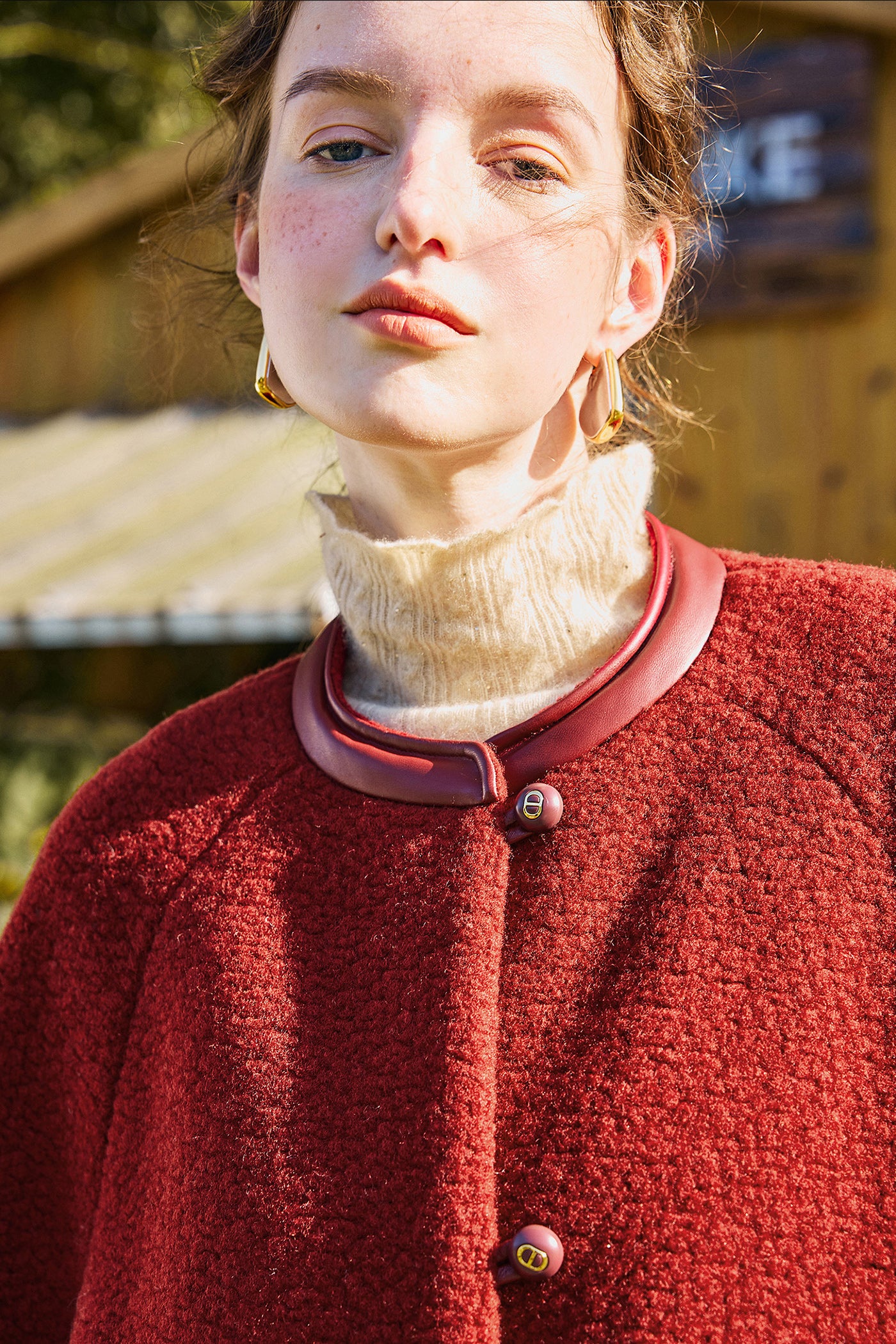KAMILAN Sheepskin Spliced Wool Coat Women's Coat
