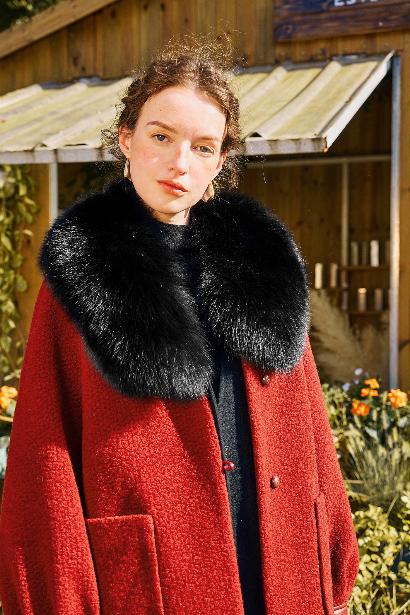 KAMILAN Sheepskin Spliced Wool Coat Women's Coat