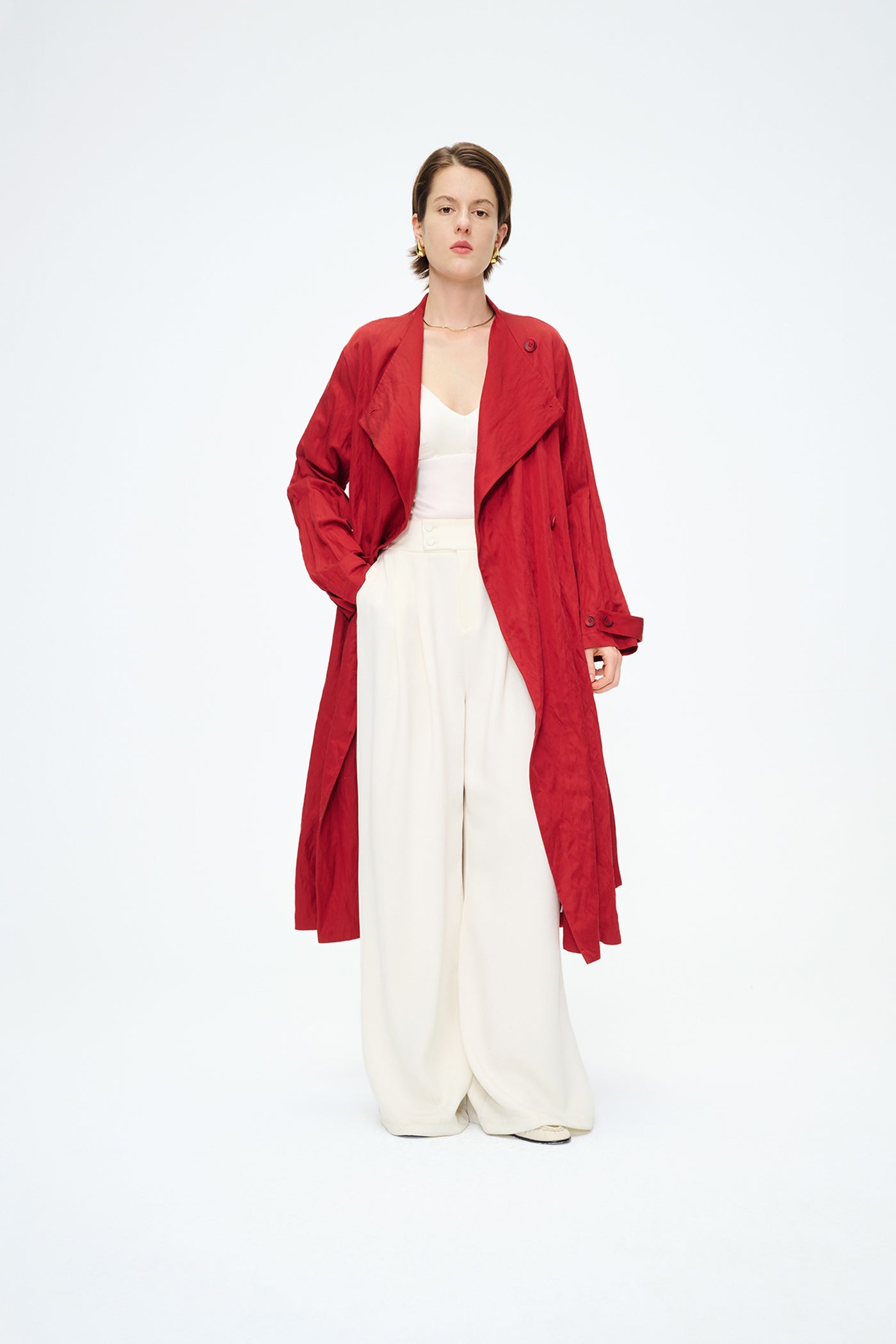 KAMILAN French-Inspired Luxury Belted Trench Dress Coat – 2025 Fall Collection, Mid-Length Custom Design