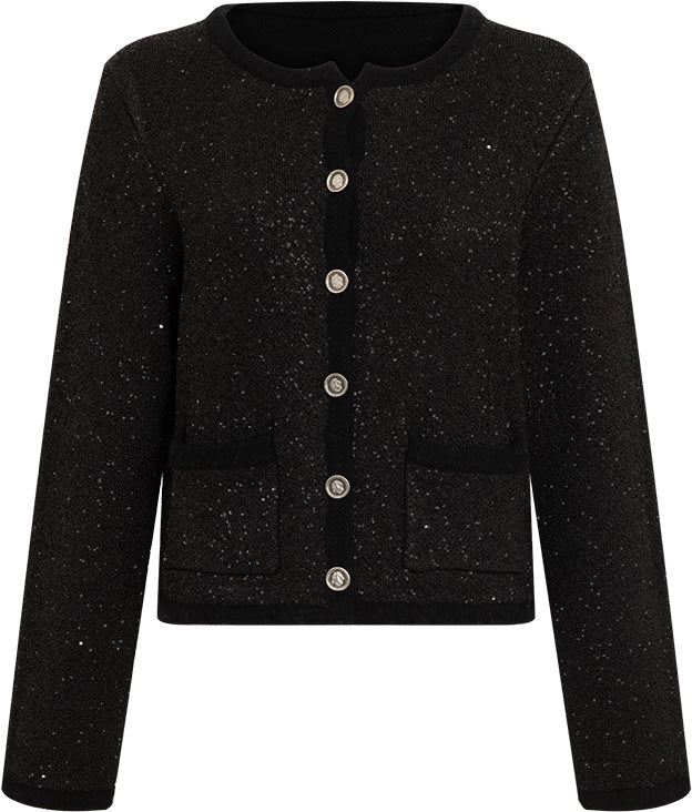 KAMILAN Women's Short Tweed Jacket – 2025 Autumn/Winter New French Chic Black Wool Coat Top