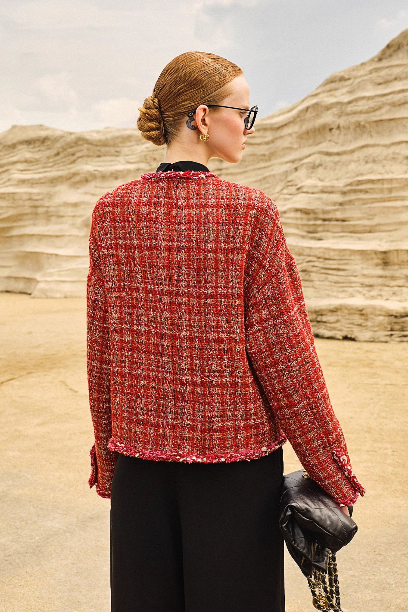 KAMILAN Women's Tweed Short Jacket – 2025 Autumn New Chic French Style Cropped Coat
