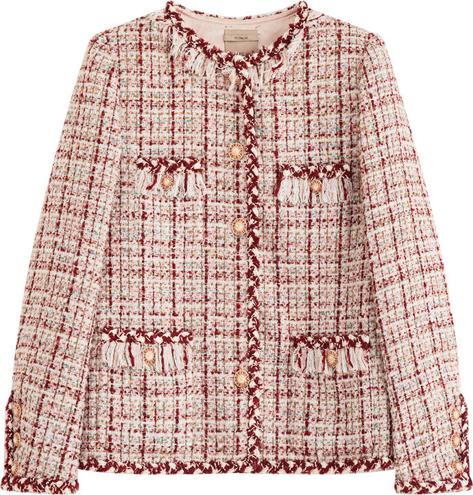 KAMILAN Women's Tweed Fringe Jacket – 2025 Autumn New Short Elegant French-Style Coat