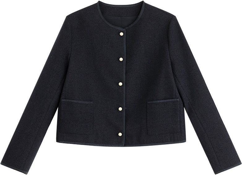 KAMILAN French Chic Short Wool Jacket – 2025 Autumn New Elegant Tweed-Inspired Cropped Coat