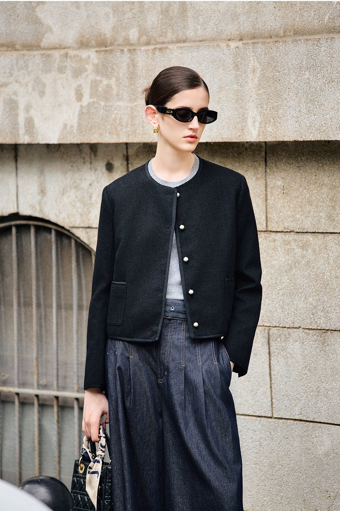 KAMILAN French Chic Short Wool Jacket – 2025 Autumn New Elegant Tweed-Inspired Cropped Coat