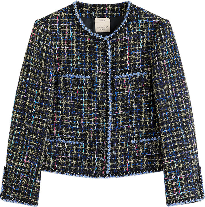 KAMILAN Women's Tweed Short Jacket – 2025 Autumn New French Chic Fashion Versatile Crop Coat