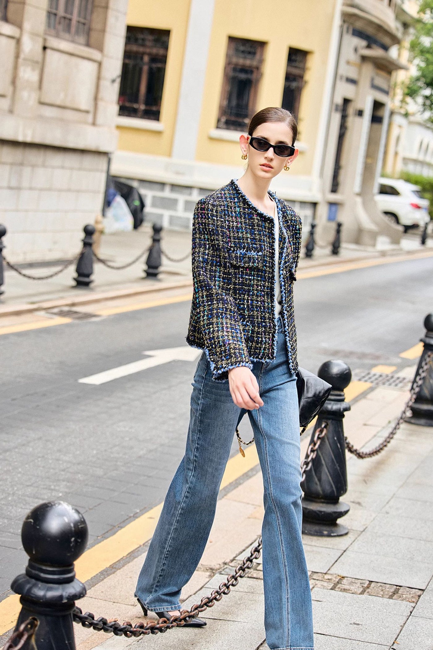 KAMILAN Women's Tweed Short Jacket – 2025 Autumn New French Chic Fashion Versatile Crop Coat