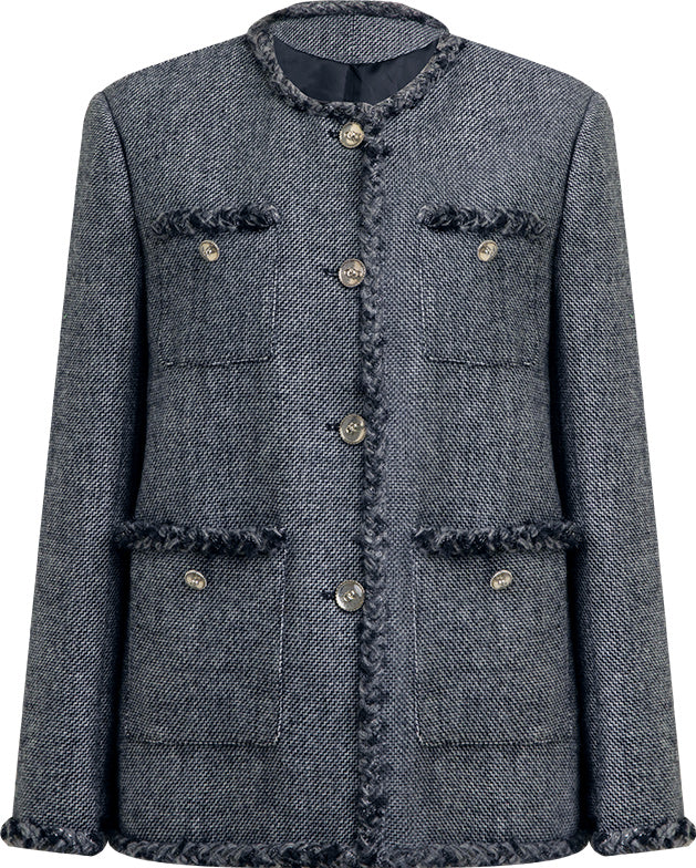 KAMILAN Women's Wool Tweed Short Jacket – 2025 Autumn New French Chic Cropped Coat