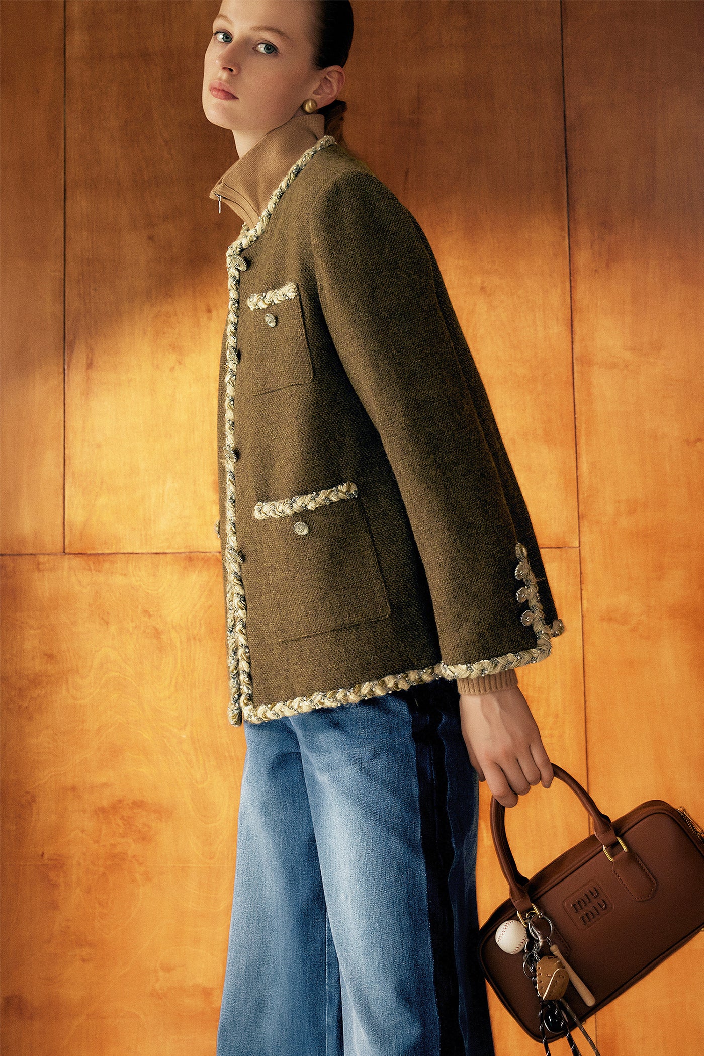 KAMILAN Women's Wool Tweed Short Jacket – 2025 Autumn New French Chic Cropped Coat