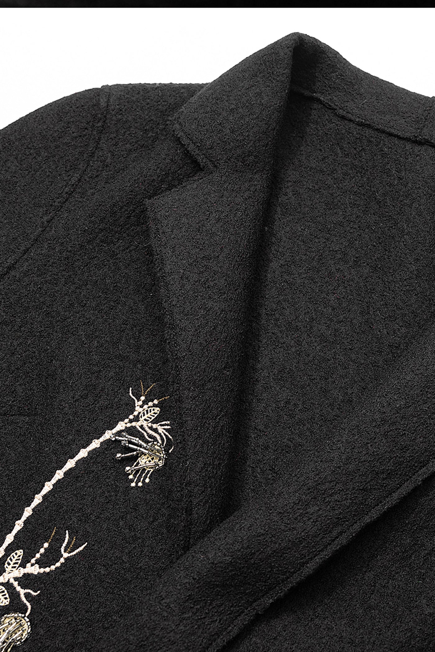 KAMILAN Women's Long Wool Coat – 2025 Autumn New Embroidered Woolen Overcoat