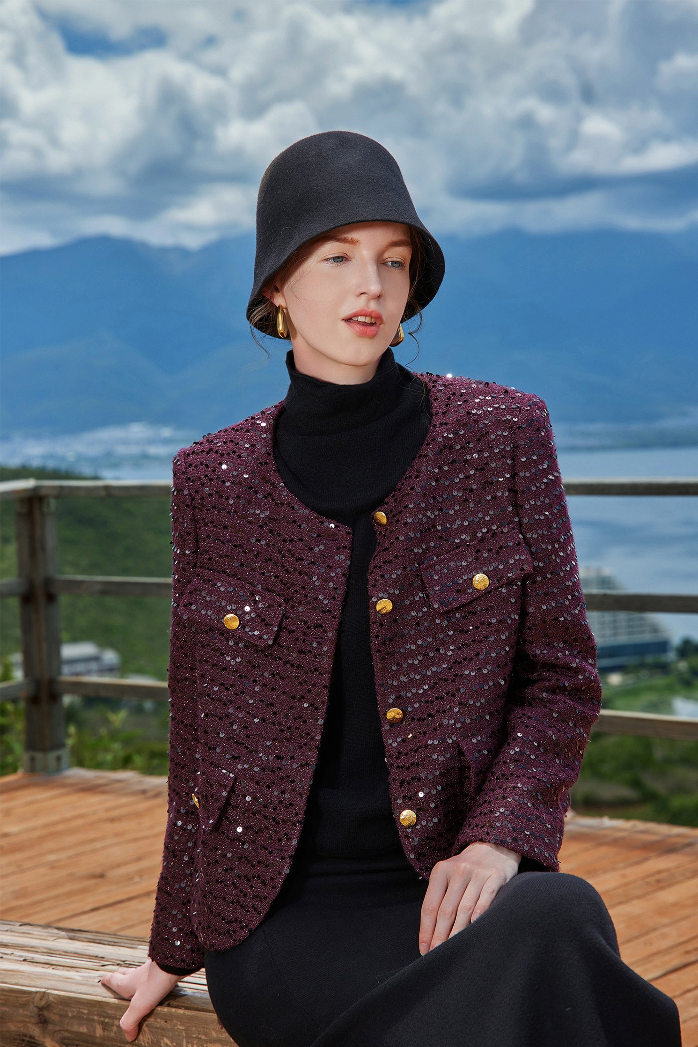 KAMILAN French Tweed-Inspired Short Jacket – 2025 Autumn New Loose Fit Sequin Detail Outerwear